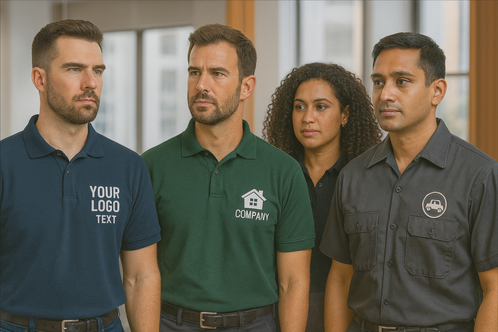 Embroidered polos and workwear for a consistent team look. project by Limitless Graphix