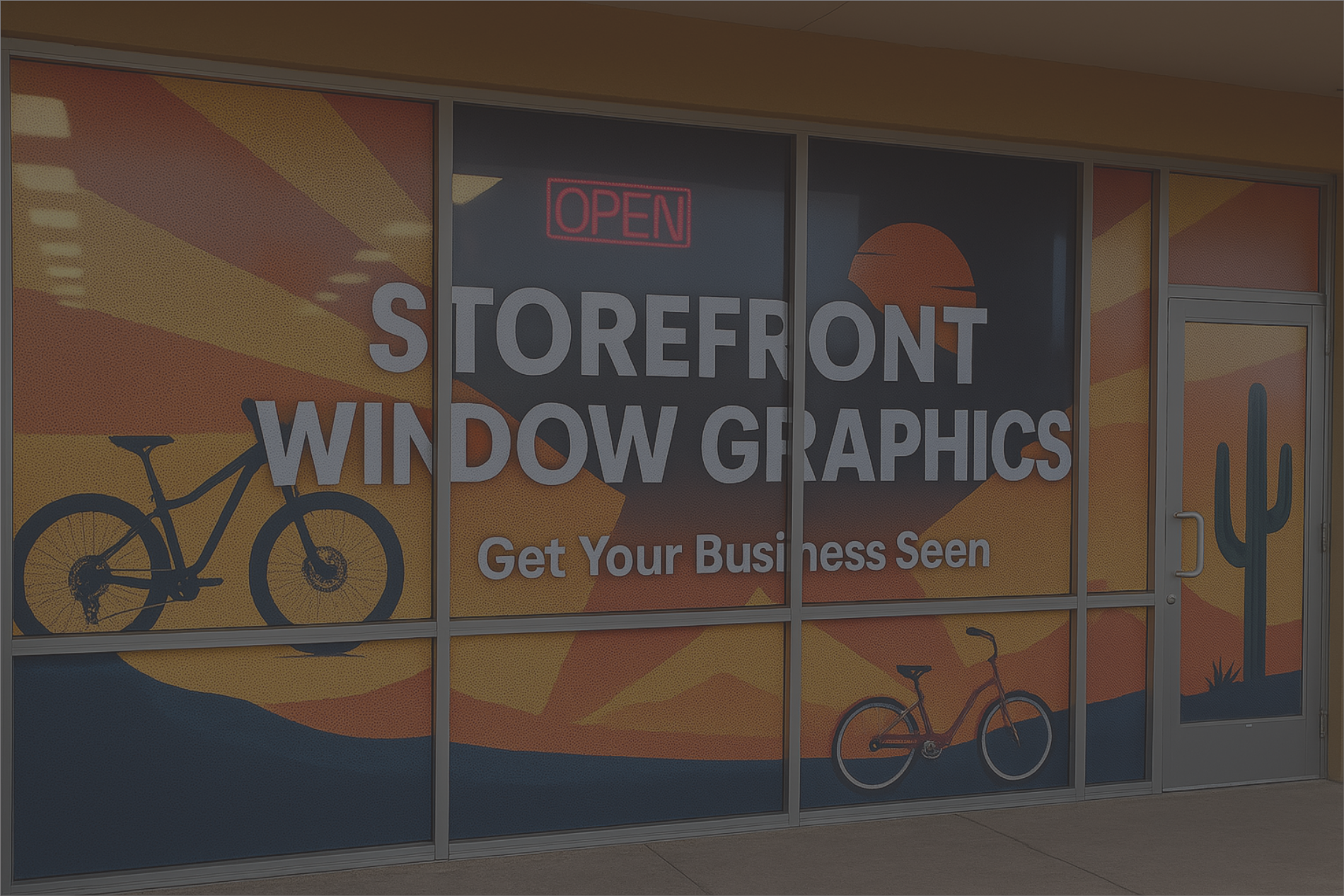 Arizona-themed storefront window perf graphics